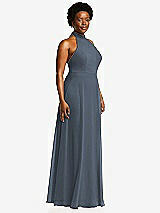 Side View Thumbnail - Silverstone High Neck Halter Backless Maxi Dress