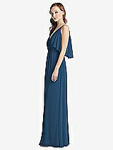 Alt View 2 Thumbnail - Dusk Blue Convertible Cold-Shoulder Draped Wrap Maxi Dress