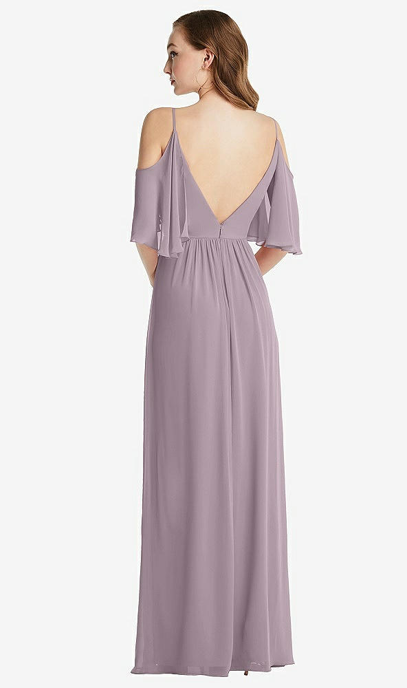 Back View - Lilac Dusk Convertible Cold-Shoulder Draped Wrap Maxi Dress