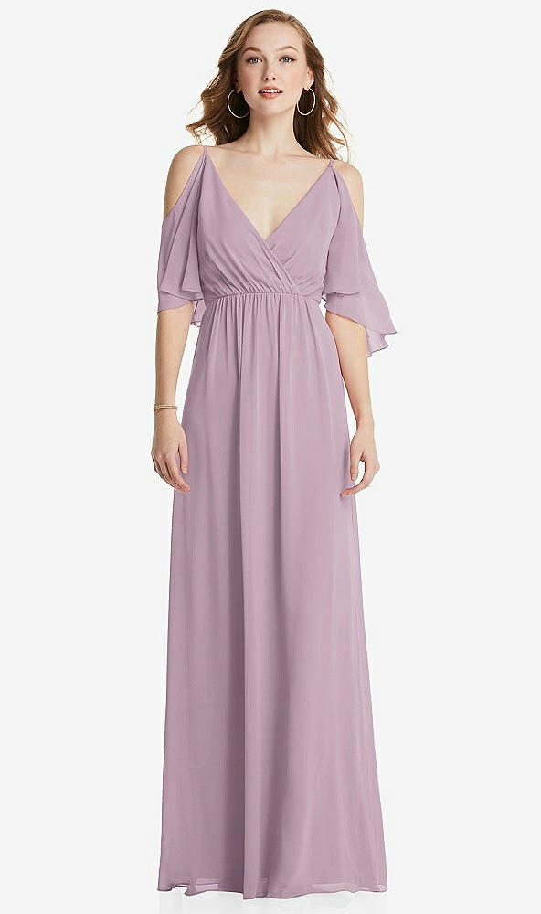 Front View - Suede Rose Convertible Cold-Shoulder Draped Wrap Maxi Dress