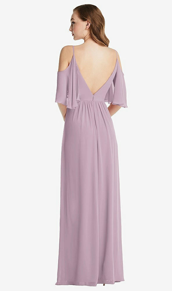 Back View - Suede Rose Convertible Cold-Shoulder Draped Wrap Maxi Dress