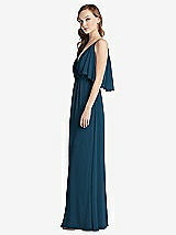 Alt View 2 Thumbnail - Atlantic Blue Convertible Cold-Shoulder Draped Wrap Maxi Dress