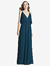 Alt View 3 Thumbnail - Atlantic Blue Convertible Cold-Shoulder Draped Wrap Maxi Dress