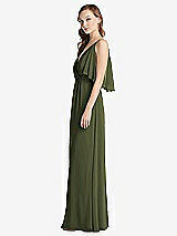 Alt View 2 Thumbnail - Olive Green Convertible Cold-Shoulder Draped Wrap Maxi Dress