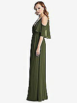 Side View Thumbnail - Olive Green Convertible Cold-Shoulder Draped Wrap Maxi Dress