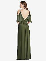 Rear View Thumbnail - Olive Green Convertible Cold-Shoulder Draped Wrap Maxi Dress