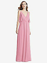 Alt View 3 Thumbnail - Peony Pink Convertible Cold-Shoulder Draped Wrap Maxi Dress
