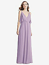 Alt View 3 Thumbnail - Pale Purple Convertible Cold-Shoulder Draped Wrap Maxi Dress