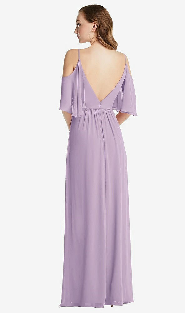 Back View - Pale Purple Convertible Cold-Shoulder Draped Wrap Maxi Dress