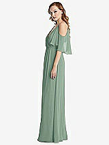 Side View Thumbnail - Seagrass Convertible Cold-Shoulder Draped Wrap Maxi Dress