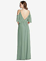 Rear View Thumbnail - Seagrass Convertible Cold-Shoulder Draped Wrap Maxi Dress