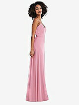 Side View Thumbnail - Peony Pink Tie-Back Cutout Maxi Dress with Front Slit