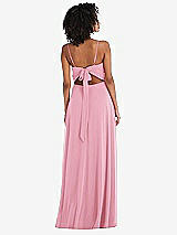 Rear View Thumbnail - Peony Pink Tie-Back Cutout Maxi Dress with Front Slit