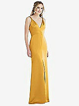 Front View Thumbnail - NYC Yellow Twist Strap Maxi Slip Dress with Front Slit - Neve
