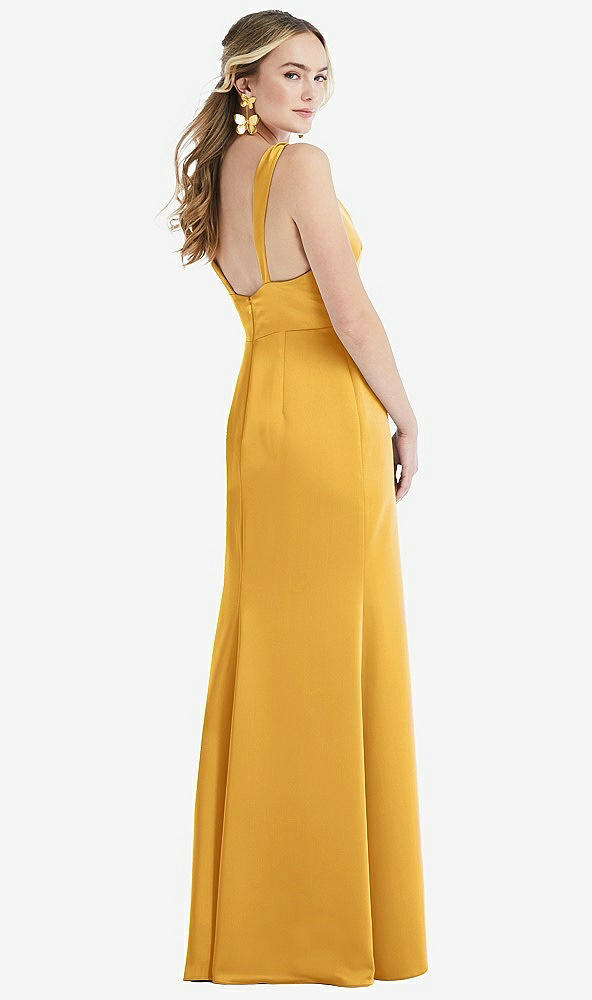 Back View - NYC Yellow Twist Strap Maxi Slip Dress with Front Slit - Neve