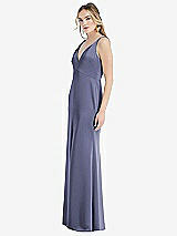 Side View Thumbnail - French Blue Twist Strap Maxi Slip Dress with Front Slit - Neve
