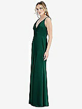 Side View Thumbnail - Hunter Green Twist Strap Maxi Slip Dress with Front Slit - Neve