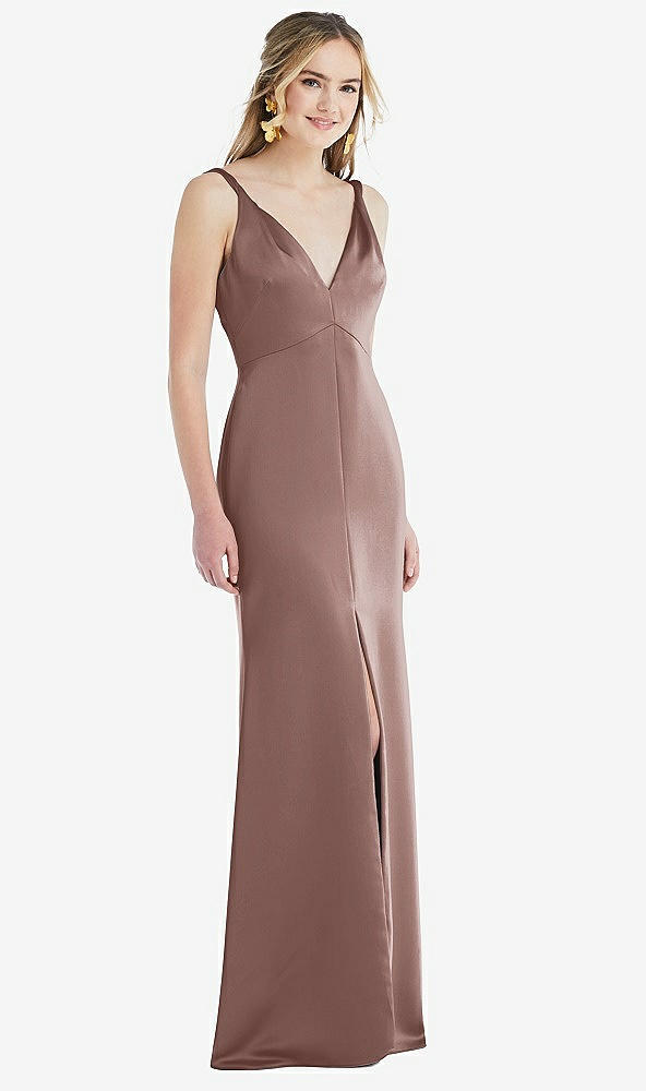 Front View - Sienna Twist Strap Maxi Slip Dress with Front Slit - Neve