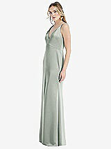 Side View Thumbnail - Willow Green Twist Strap Maxi Slip Dress with Front Slit - Neve