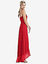 Side View Thumbnail - Parisian Red Scoop Neck Ruffle-Trimmed High Low Maxi Dress