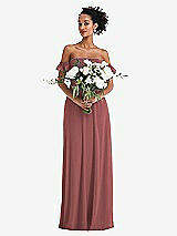 Alt View 2 Thumbnail - English Rose Off-the-Shoulder Ruffle Cuff Sleeve Chiffon Maxi Dress