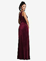 Rear View Thumbnail - Cabernet One-Shoulder Draped Velvet Maxi Dress