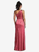 Rear View Thumbnail - Nectar One-Shoulder Draped Satin Maxi Dress