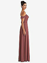 Side View Thumbnail - English Rose Off-the-Shoulder Draped Neckline Maxi Dress