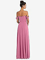 Rear View Thumbnail - Orchid Pink Off-the-Shoulder Draped Neckline Maxi Dress