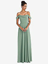 Front View Thumbnail - Seagrass Off-the-Shoulder Draped Neckline Maxi Dress