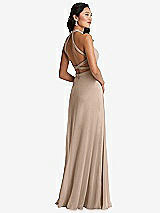 Front View Thumbnail - Topaz Stand Collar Halter Maxi Dress with Criss Cross Open-Back