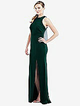 Side View Thumbnail - Evergreen & Mist Cutout Open-Back Halter Maxi Dress with Scarf Tie