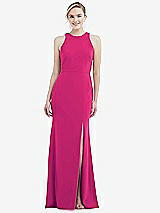 Rear View Thumbnail - Think Pink & Mist Cutout Open-Back Halter Maxi Dress with Scarf Tie