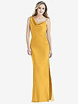 Front View Thumbnail - NYC Yellow Asymmetrical One-Shoulder Cowl Maxi Slip Dress