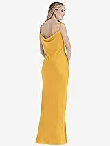 Rear View Thumbnail - NYC Yellow Asymmetrical One-Shoulder Cowl Maxi Slip Dress