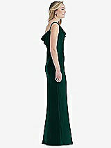 Side View Thumbnail - Evergreen Asymmetrical One-Shoulder Cowl Maxi Slip Dress