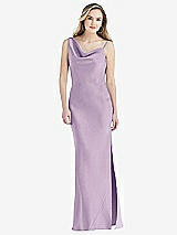 Front View Thumbnail - Pale Purple Asymmetrical One-Shoulder Cowl Maxi Slip Dress
