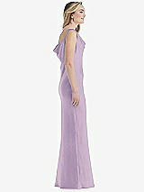 Side View Thumbnail - Pale Purple Asymmetrical One-Shoulder Cowl Maxi Slip Dress