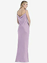 Rear View Thumbnail - Pale Purple Asymmetrical One-Shoulder Cowl Maxi Slip Dress