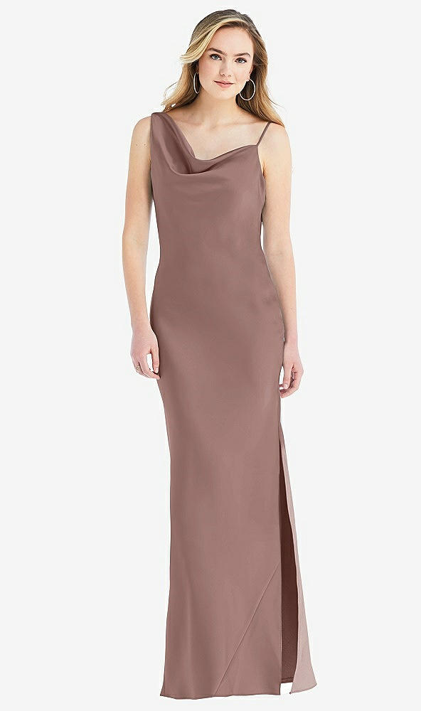 Front View - Sienna Asymmetrical One-Shoulder Cowl Maxi Slip Dress