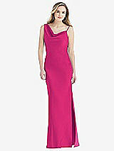 Front View Thumbnail - Think Pink Asymmetrical One-Shoulder Cowl Maxi Slip Dress