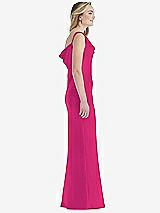 Side View Thumbnail - Think Pink Asymmetrical One-Shoulder Cowl Maxi Slip Dress