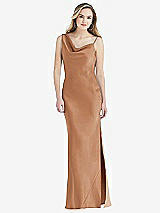 Front View Thumbnail - Toffee Asymmetrical One-Shoulder Cowl Maxi Slip Dress
