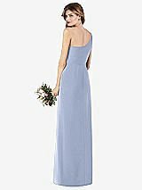 Rear View Thumbnail - Sky Blue One-Shoulder Crepe Trumpet Gown with Front Slit