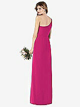 Rear View Thumbnail - Think Pink One-Shoulder Crepe Trumpet Gown with Front Slit