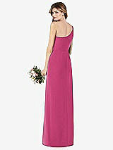 Rear View Thumbnail - Tea Rose One-Shoulder Crepe Trumpet Gown with Front Slit