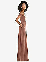 Side View Thumbnail - Tawny Rose Off-the-Shoulder Flounce Sleeve Velvet Maxi Dress