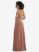Rear View Thumbnail - Tawny Rose Off-the-Shoulder Flounce Sleeve Velvet Maxi Dress