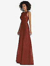 Side View Thumbnail - Auburn Moon Jewel Neck Asymmetrical Shirred Bodice Maxi Dress with Pockets