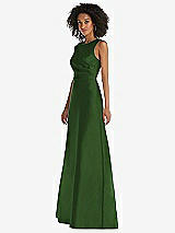 Side View Thumbnail - Celtic Jewel Neck Asymmetrical Shirred Bodice Maxi Dress with Pockets